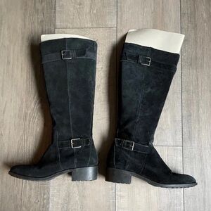 Cole Haan Black and Cream Over the Knee Boots